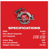 Milwaukee M18 FUEL™ 7-1/4” Circular Saw (Tool Only), Part# 2834-20