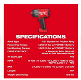 Milwaukee M18 FUEL™ 1/2" High Torque Impact Wrench w/ Friction Ring, Part # 2967-20