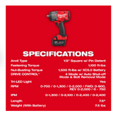 Milwaukee M18 FUEL™ 1/2" High Torque Impact wrench w/ Friction Ring Kit, Part # 2967-22